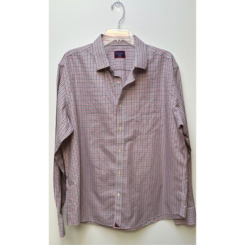 UNTUCKit wrinkle free men’s long sleeve red/gray plaid shirt size XL. #22-1476